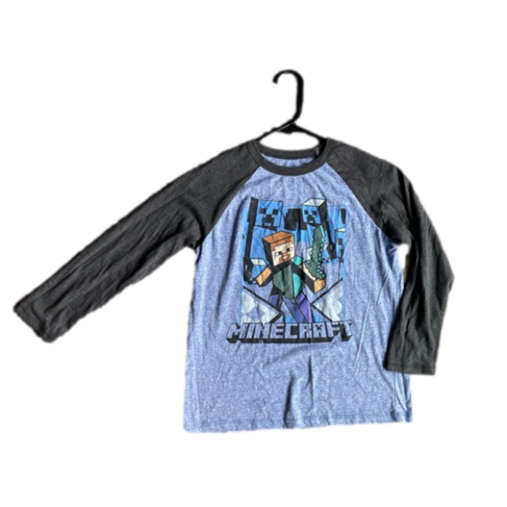 Minecraft Long Sleeve Blue Shirt Large Mojang